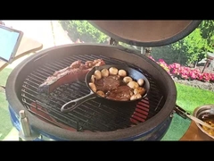 زغال سنگ 22 اینچ سرامیک کامادو گریل آبی سطح صاف BBQ دسته بامبو